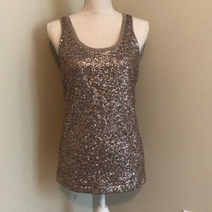 Brown sequin tank top